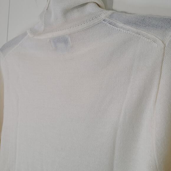 J. Crew Turtleneck Sweater Women's Sz L Merino Wool Ivory Lightweight - Picture 4 of 9